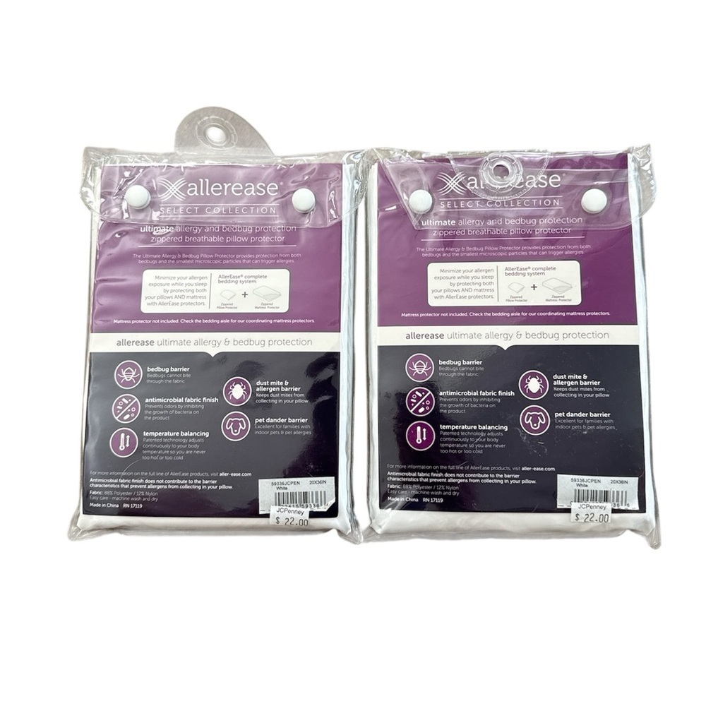 Allerease Select Collection King Size Zippered Pillow Protectors Set of 2 New - Picture 4 of 5